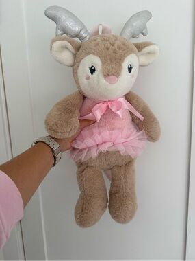 Carried Away Plush Deer Backpack Pink Tutu